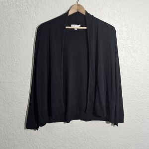 MaxMara Solid Black Crinkle Textured Cardigan